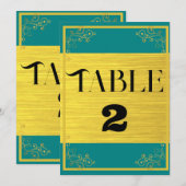 Classy Dark Blue Green Wedding Tischnummern (Vorne/Hinten)