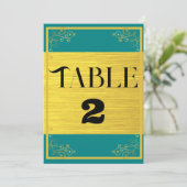 Classy Dark Blue Green Wedding Tischnummern (Stehend Vorderseite)