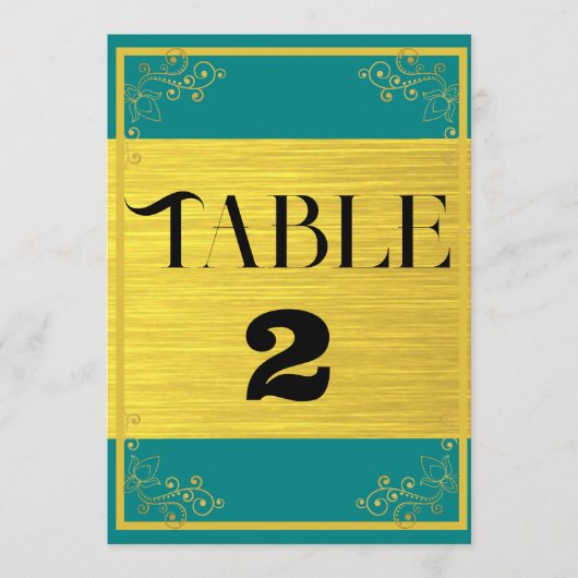 Classy Dark Blue Green Wedding Tischnummern (Vorderseite)