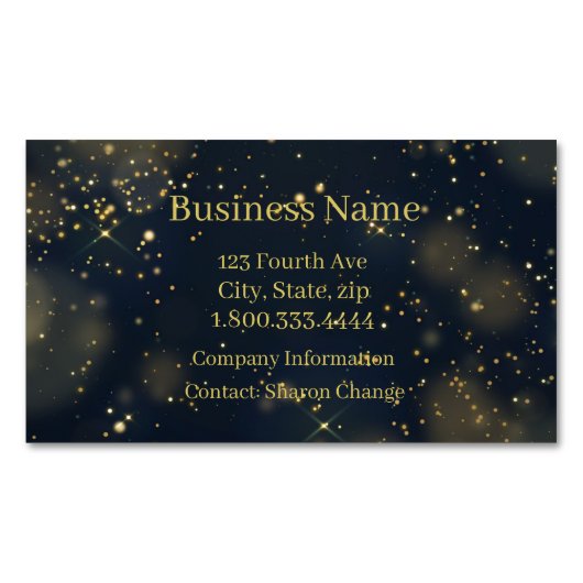 Classy Dark Blue Sky Gold Stars Magnetische Visitenkarte (Vorderseite)