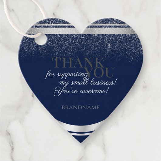 Classy Dark Blue und Silver Packaging Vielen Dank Geschenkanhänger (Vorderseite)