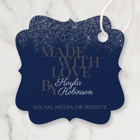 Classy Dark Blue und Silver Packaging Vielen Dank Geschenkanhänger (Rückseite)