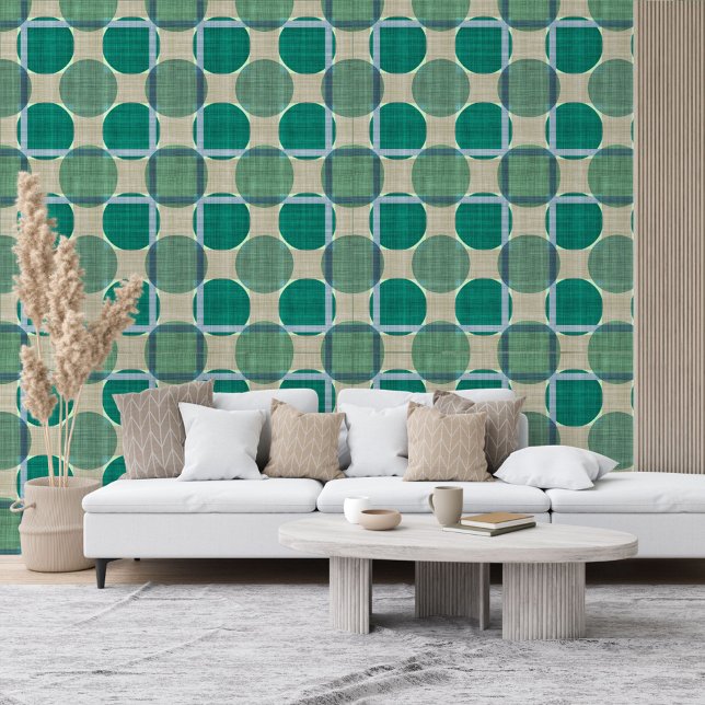 Classy Dark Green Blue Beige Grau Kariertes Muster Tapete (Von Creator hochgeladen)