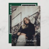 Classy Dark Green Foto Collage Abschluss Ankündigung (Vorne/Hinten)