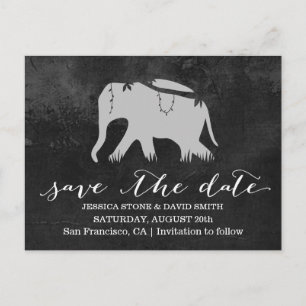 Classy Dark Jungle Elephant Wedding Save the Date Ankündigungspostkarte