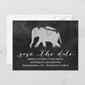 Classy Dark Jungle Elephant Wedding Save the Date Ankündigungspostkarte (Vorne/Hinten)