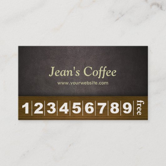 Classy Dark Leather Coffee Business Loyalty Card Treuekarte (Vorderseite)
