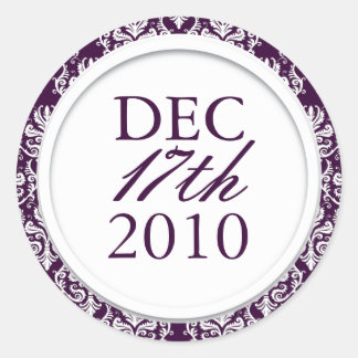 Classy Dark Lila Wedding Stickers