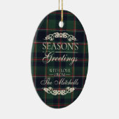 Classy Dark Red Teal Blue Floral Holiday Wreath Keramik Ornament (Rechts)