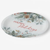 Classy Dark Red Teal Blue Green Floral Wreath Pappteller (Schrägansicht)