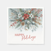 Classy Dark Red Teal Blue Green Floral Wreath Serviette (Vorderseite)