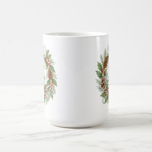 Classy December Wreath With White Bow Holiday Kaffeetasse (Mittel)