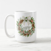 Classy December Wreath With White Bow Holiday Kaffeetasse (Links)
