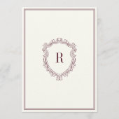 Classy Deep Burgundy Ivory Crest Old Money Wedding Einladung (Rückseite)