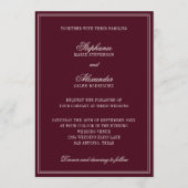 Classy Deep Burgundy Ivory Crest Old Money Wedding Einladung (Vorderseite)