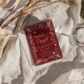 Classy Deep Red Blue Floral Modern QR Code Wedding Einladung