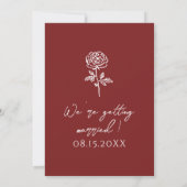 Classy Deep Red Blue Floral Modern Wedding Einladung (Rückseite)
