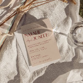 Classy Deep Red Blue QR Code Modern Wedding Einladung