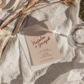 Classy Deep Red Blue Whimsical All In One Wedding Einladung