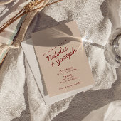 Classy Deep Red Blue Whimsical Photo Wedding Einladung