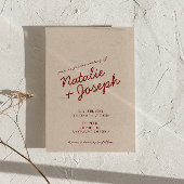 Classy Deep Red Blue Whimsical QR Code Wedding Einladung