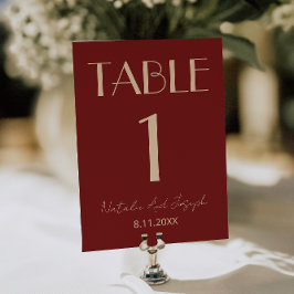 Classy Deep Red Cream Fancy Wedding Table Number Einladung