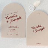 Classy Deep Red Cream Whimsical Arched Wedding Einladung