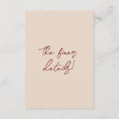 Classy Deep Red Floral Bouquet Wedding Details Begleitkarte (Rückseite)