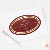 Classy Deep Red Product Label Gold Frame mit Logo Ovaler Aufkleber (Umschlag)