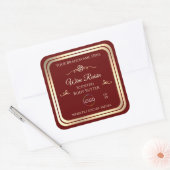 Classy Deep Red Product Label Gold Frame mit Logo Quadratischer Aufkleber (Umschlag)