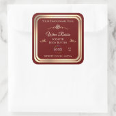 Classy Deep Red Product Label Gold Frame mit Logo Quadratischer Aufkleber (Tasche)