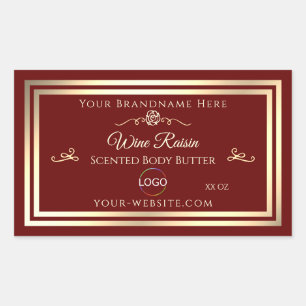 Classy Deep Red Product Label Gold Frame mit Logo Rechteckiger Aufkleber
