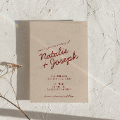 Classy Deep Red Whimsical QR Code Photo Wedding Einladung