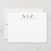 Classy Deer Antlers Grau Monogram Mitteilungskarte (Vorderseite)