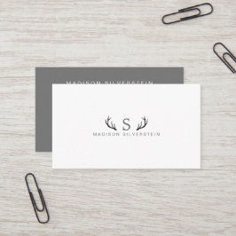 Classy Deer Antlers Grau Monogramm Beruflich Visitenkarte