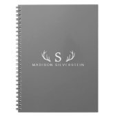 Classy Deer Antlers Monogramm Grau Notizblock (Vorderseite)