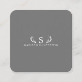 Classy Deer Antlers Monogramm Grau Quadratische Visitenkarte (Vorderseite)