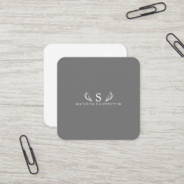 Classy Deer Antlers Monogramm Grau Quadratische Visitenkarte