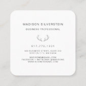 Classy Deer Antlers Monogramm Grau Quadratische Visitenkarte (Rückseite)