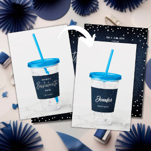 Classy Denim Diamonds Bachelorette Personalisiert Acryltrinkbecher