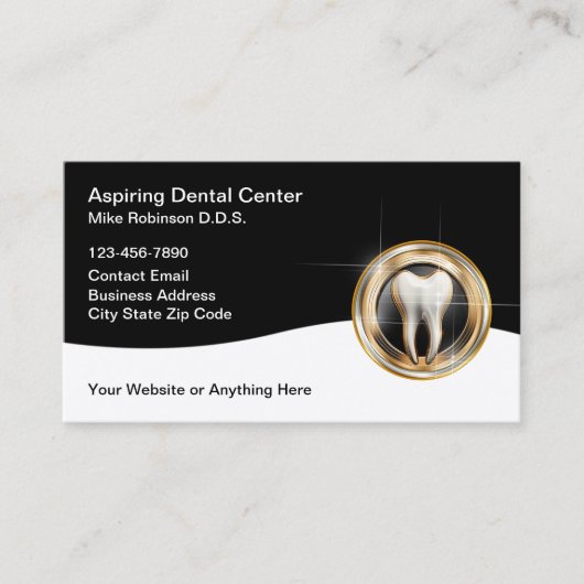 Classy Dentist Office Modern Tooth Emblem Visitenkarte (Vorderseite)