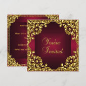 Classy Design Party laden Gold Burgund Red ein Einladung (Vorne/Hinten)