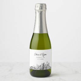 Classy Detroit Gastgeschenk Hochzeit Custom Mini Schaumweinetikett