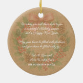 Classy Dezember Kranz mit rosa Bow Wasserfarbe Keramik Ornament (Hinten)