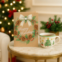 Classy Dezember Kranz mit weißem Bow Wasserfarbe