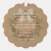 Classy Dezember Kranz mit weißem Bow Wasserfarbe Ornament Karte (Rückseite)