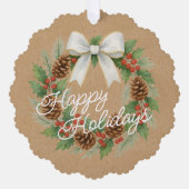 Classy Dezember Kranz mit weißem Bow Wasserfarbe Ornament Karte (Vorderseite)