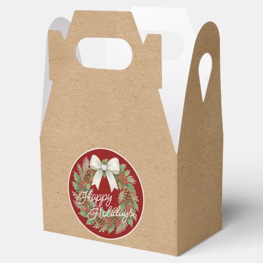 Classy Dezemberkranz mit weißem Bow-Urlaub Geschenkschachtel (Geöffnet)