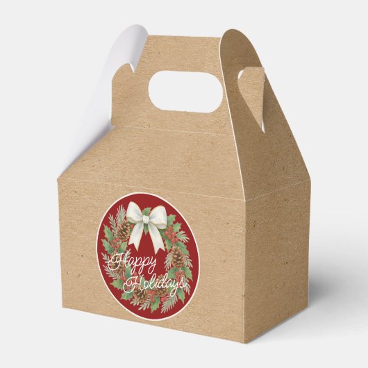 Classy Dezemberkranz mit weißem Bow-Urlaub Geschenkschachtel (Vorderseite)