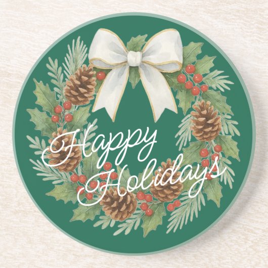 Classy Dezemberkranz mit weißem Bow-Urlaub Getränkeuntersetzer (Vorne)